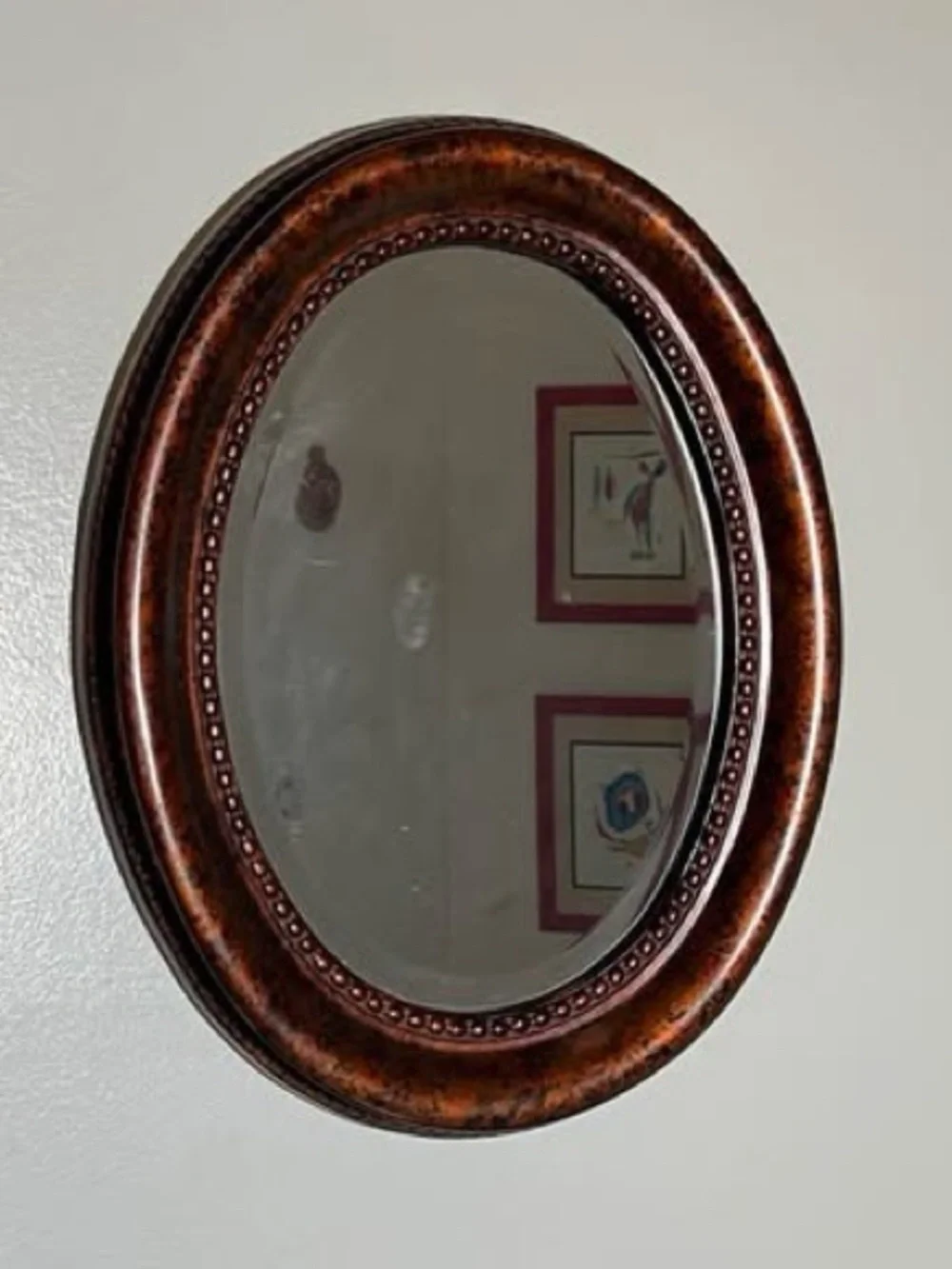 Oval Decorative Wall Mirror in Rich Copper-Brown